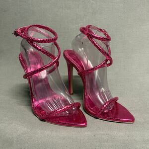 JLO JENNIFER LOPEZ xREVOLVE Star Sandal Wrap Around Heels in Lollipop Size 9.5